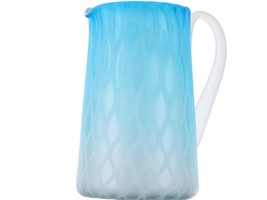 Antique Blue Mother of pearl satin glass pitcher - $272.25