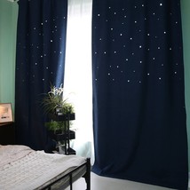 Melodieux Star Grommet W52 x L84-Inch Panel Top Window Drape, Star(Navy) - $19.80