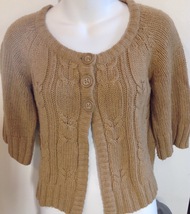 Ana Size Medium Petite Butterscotch 3 Button Short Cardigan Sweater  - £11.63 GBP