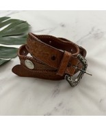 Womens Vintage Faux Leather Western Belt Size 34 L Brown Floral Buckle S... - $24.74