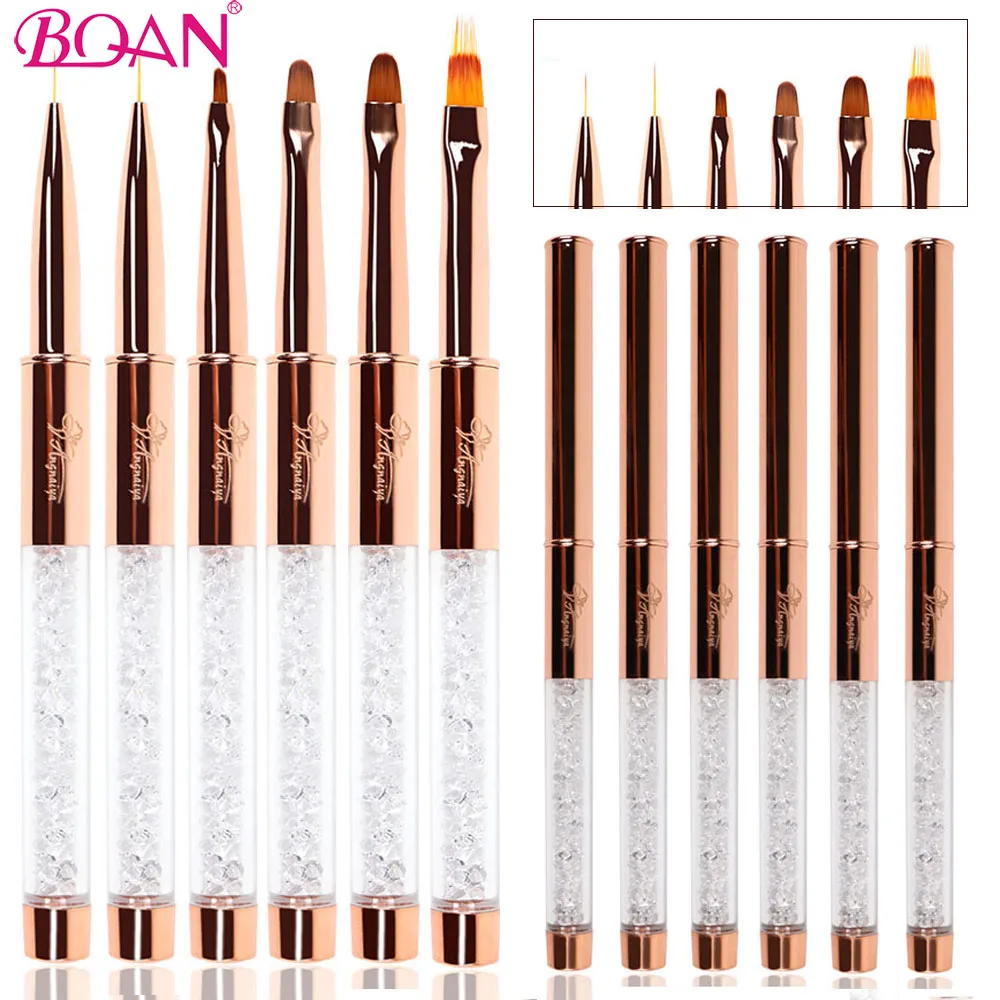 BQAN Rose Gold Nail Brush Rhinestone Handle UV Gel Brush Liner Painting Pen - £12.95 GBP+