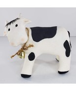 Handmade Cow Bell Plush Farmhouse Decor Holstein Black White - £14.93 GBP