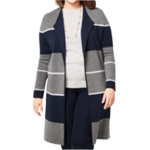 NWT Women Plus Size 1X Talbots Striped Merino Wool Longline Cardigan Sweater NEW - £46.12 GBP