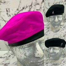 Kangol Nylon Plush Reversible Black | Hot Pink Beret Hat - £78.33 GBP