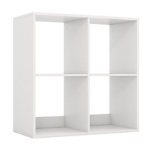 4 Cube Bookshelf with Back Guardrail for Living Room Bedroom-White - Col... - $68.49