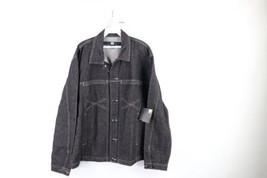 NOS Vtg 90s Marithe Francois Girbaud Mens L Spell Out Denim Trucker Jacket Black - £148.04 GBP