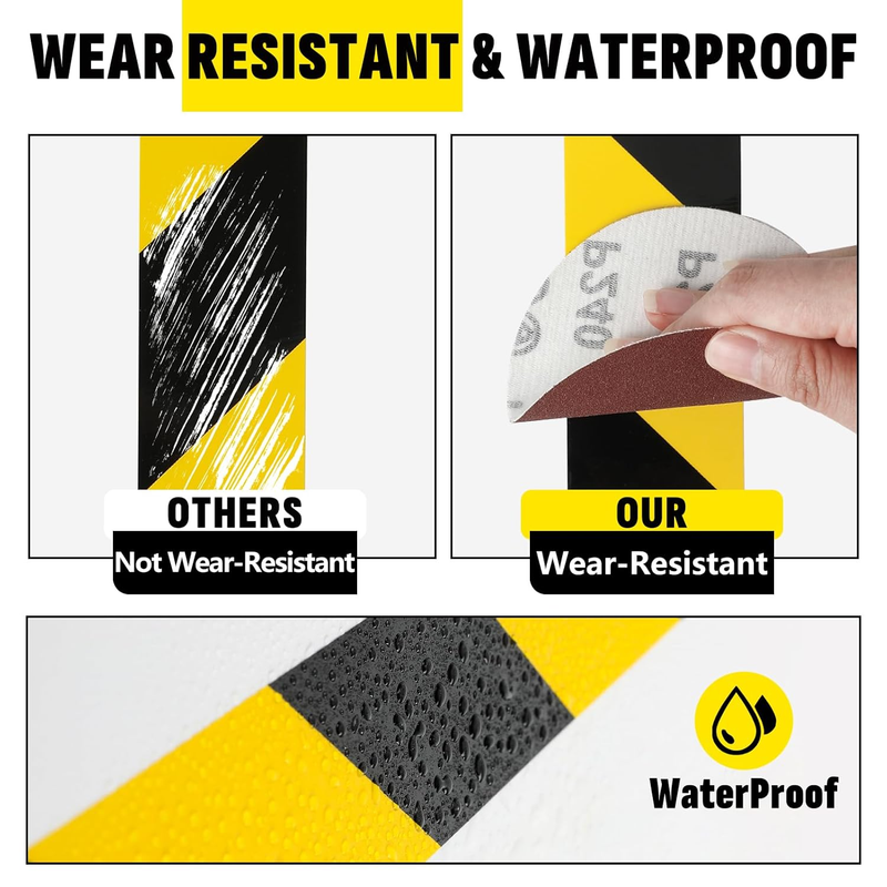 3 Roll Black & Yellow Caution Tape, 2'' X 600 FT Total Length Safety Tape, Black Item image 3