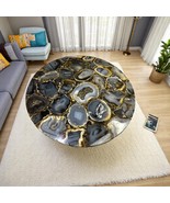 Natural Agate Stone Coffee Table Modern Arts Living Room Furniture Bistr... - $249.04+