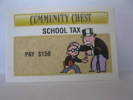 1995 Monopoly 60th Ann. Board Game Piece: Community Chest - School Tax - $1.00