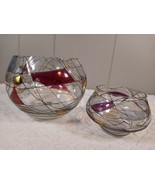 2 PartyLite Calypso Mosaic Tealight Candle Holders Painted Glass Made in... - £14.58 GBP
