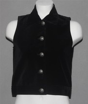 Ruff-Hewn Thick Black Velvet Lined Metal Silver Scroll Buttons Vest Wm&#39;s... - £18.37 GBP