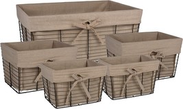 Dii Farmhouse Chicken Wire Storage Baskets With Liner, Set Of 5,, Assorted Sizes - £44.74 GBP