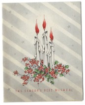 Vintage 1940s Wwii Era Christmas Greeting Card Candles Red Berry Holly Holiday - £11.86 GBP