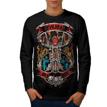 Devil Head Satan Biker Tee Dead Fast Men Long Sleeve T-shirt - £12.01 GBP