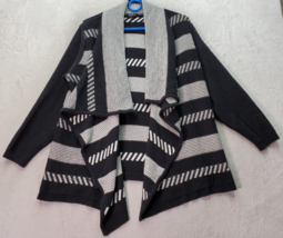 Torrid Cardigan Women&#39;s Size 0 White Black Striped Long Sleeve Open Drape Front - £25.40 GBP