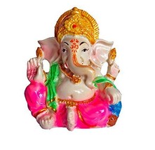 Chaturbhuj Coloured Marble Ganesha Sitting Car Dashboard - £11.21 GBP