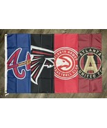 Atlanta Braves Falcons Hawks United FC Flag 35 ft Sports Banner Man-Cave... - $331.49 MXN