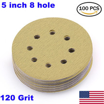 5In 120 Grit Hook And Loop Sanding Discs Orbital Sandpaper Dustless Sand... - $36.09