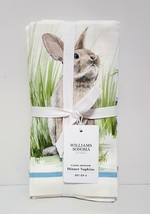 NEW RARE Williams Sonoma Set of 4 Floral Meadow Easter Bunny Napkins 20&quot; Square - £58.16 GBP