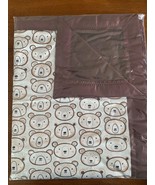 Minky baby blanket - large - bear faces - white - brown - toddler - $75.00