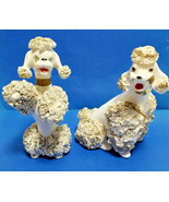 2 Spaghetti WHITE Large Poodle Puppy Dogs Vintage Figurines #14 - £31.37 GBP