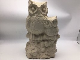 Owl Sculpture Statue Clay Pottery Artist Signed Vtg 1975 Birds Double 2 ... - $26.06