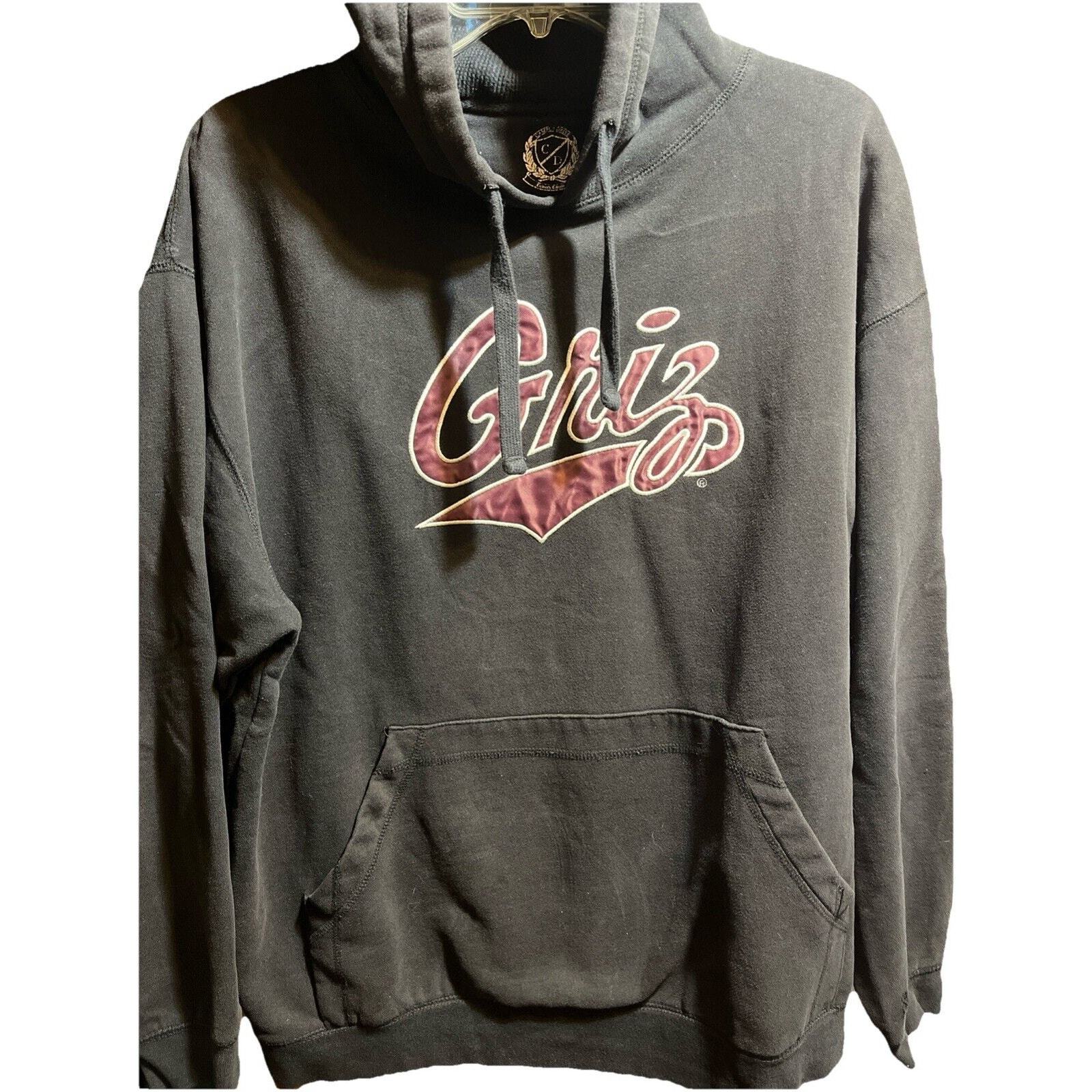 Vintage Montana Griz Men’s L Black Long Sleeve Pullover Hoodie Embroider... - $29.70