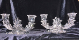 Vintage Fostoria Glass Pair Crystal Glass Baroque Candlestick Holders - $75.00