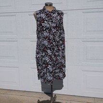 J Jill Collared Sleeveless Floral Print Midi Dress Women Pockets Size XL Rayon - $29.03