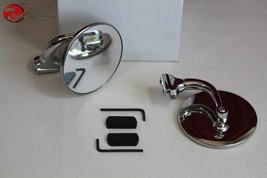 3&quot; Convex Peep Curved Arm Mirror Set Rearview Outside Door Classic Car Truck New - £41.35 GBP