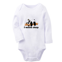 I Wanna Sleep Funny Bodysuit Baby Animal Panda Romper Infant Kid Jumpsuit Outfit - £7.83 GBP+