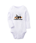 I Wanna Sleep Funny Bodysuit Baby Animal Panda Romper Infant Kid Jumpsui... - £7.89 GBP+