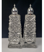 Vintage Salt and Pepper Shakers Cut Crystal Glass Silver Caps Made In Japan - $19.46