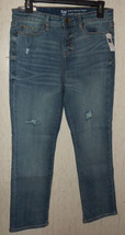 NWT WOMENS Gap &quot;SLIM STRAIGHT CROP&quot; DISTRESSED BLUE JEANS  SIZE 4/27 - £22.06 GBP