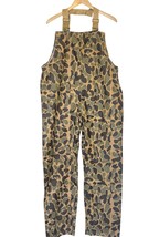 Vtg Frog Skin Camo Bib Overalls PVC Men Size M Waterproof Coated Hunting... - $27.35