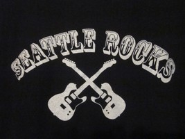 NWOT - SEATTLE ROCKS DOUBLE GUITAR IMAGE Black Adult XL Short Sleeve Tee - $8.99