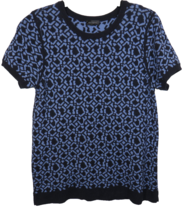 The Limited Women&#39;s Blue Abstract Print Short Sleeve Sweater Size Large - £11.81 GBP