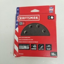 Craftsman 120 Fine Grit Hook &amp; Loop 5&quot; Sanding Disc 10 Pack, New - £10.63 GBP