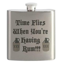 Pirate Themed Drinking Flask Time Flies When You&#39;re Having Rum Stainless Steel - £7.79 GBP