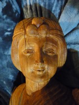Antique French Wood Statue 31&quot; tall  statue - Vintage LARGE wood carved bust - £2,557.93 GBP