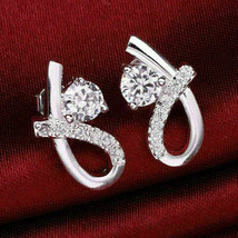 1.50 Ct Round Cut Diamond Solitaire Stud Earring 14K in White Gold Finish - £86.90 GBP