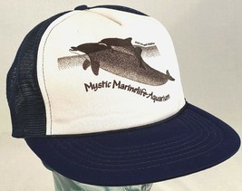 Mystic Marinelife Aquarium Hat-Mesh-Rope Bill-Vtg-Atlantic Bottlenosed D... - $24.30