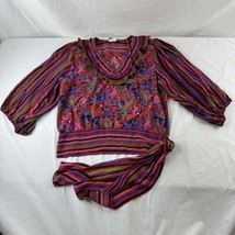 Diane Freis Vintage Multicolor Bright Boho Tropical Blouse Women&#39;s Large... - $57.83