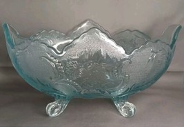 Indiana Carnival Glass Light Ice Blue Claw Foot Oval Chrysanthemum Fruit... - $74.79