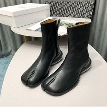 Men’s women’s Split Toe Ankle Boots Women Black Real Leather Tabi Boots Air Bubb - £197.43 GBP