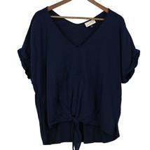 Universal Thread Womens XXL Mixed Media Top Navy Blue Tie Front Boho Summer  - £11.55 GBP