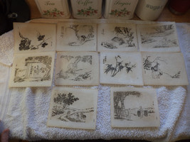 019 Ten  Antique Chinese Woodblocks Traditional Scenes - £19.94 GBP