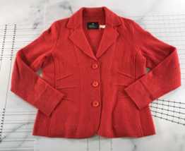 Bianca Jacket Womens 10 Red Pockets Boiled Wool Big Button Front - £23.34 GBP
