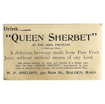 Queen Sherbet Soda Fountain Drink 1894 Advertisement Victorian Smoothie ... - $19.99