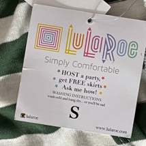 LuLaRoe Linsay Open Front Kimono Horizontal Green White Stripe Small NWT NOS image 4